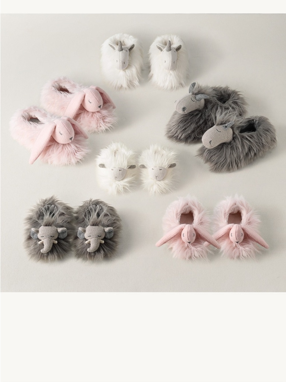 Restoration Hardware WOOLY PLUSH KIDS' SLIPPERS - Petal Bunny